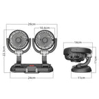 F5505 Dual-Head 3-Speed Cooling Fan With Phone Holder Angle Adjustable Low Noise Fan, F5505