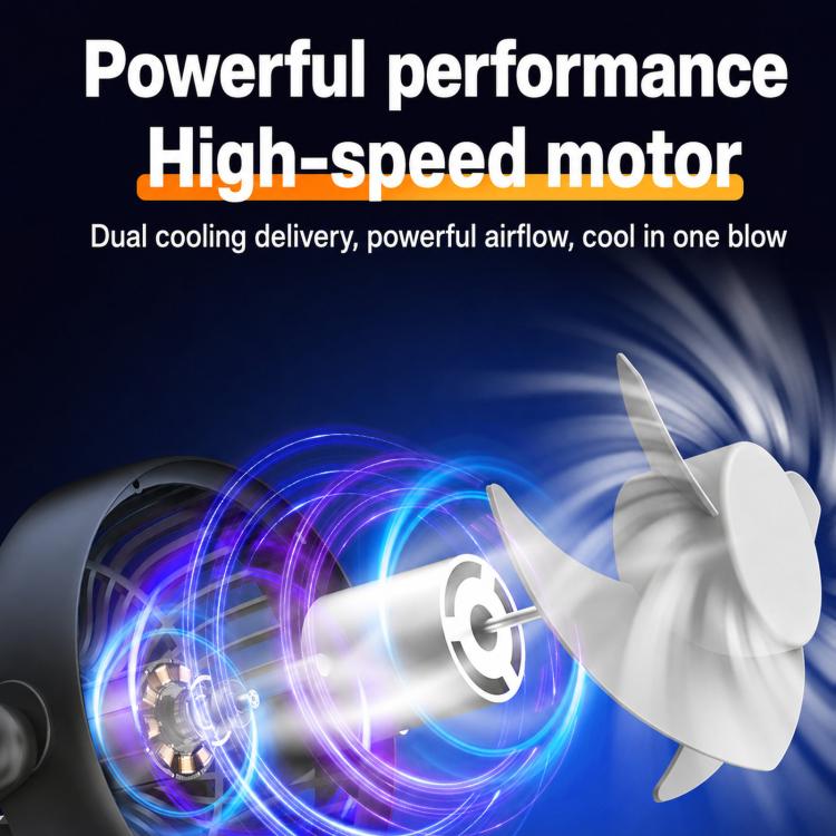 F5505 Dual-Head 3-Speed Cooling Fan With Phone Holder Angle Adjustable Low Noise Fan, F5505