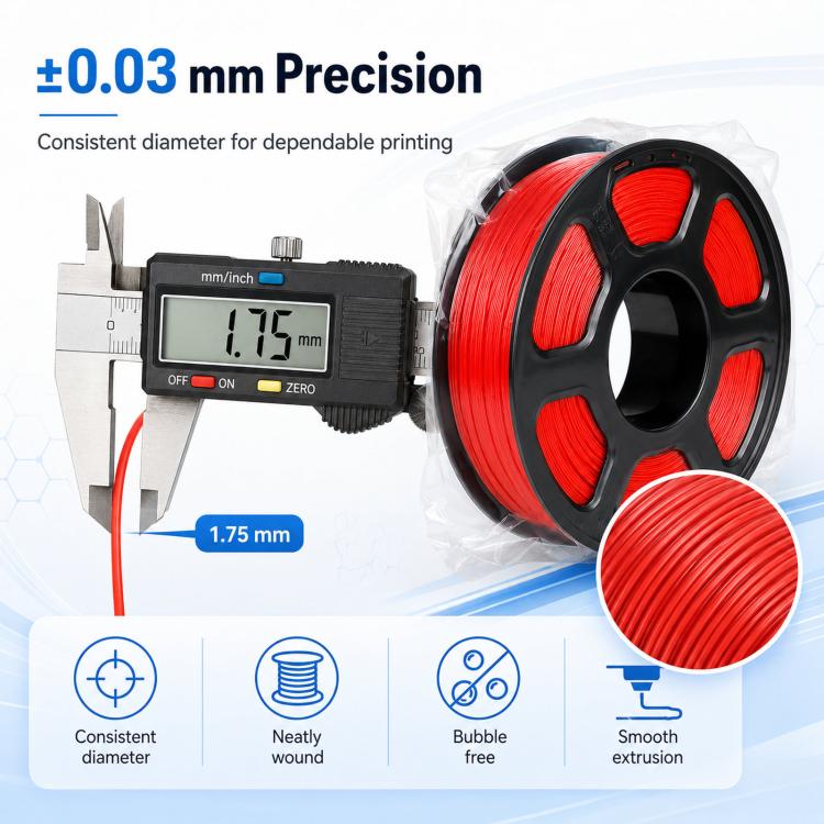 PLA 3D Printer Filament 1.75mm 1kg Spool Tangle-Free Eco-Friendly 3D Printing Material, White, Black, Grey, Transparent, Coffee, Red, Rose Red, Pink, Peach Red, Orange, Yellow, Skin Color, Purple, Blue, Sky Blue, Cyan, Deep Blue, Fluorescent Green, Gol...
