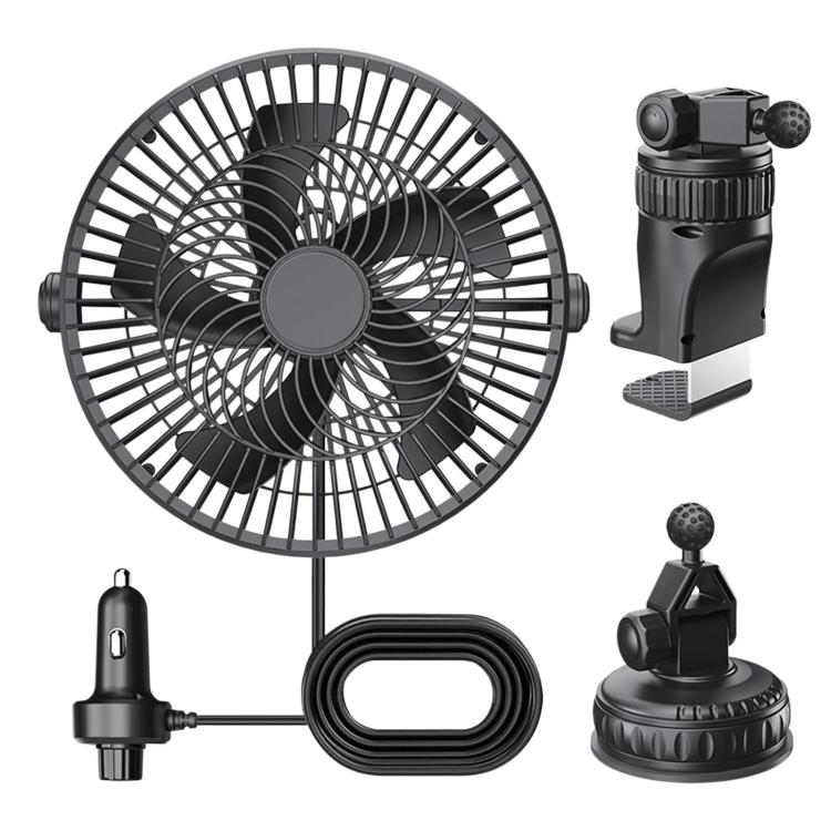 F1303 12V/24V Car Cigarette Lighter Fan Stepless Speed Quiet Cooling Fan With Hanging Hook, F1303