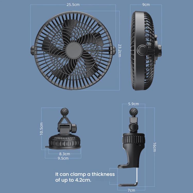 F1303 12V/24V Car Cigarette Lighter Fan Stepless Speed Quiet Cooling Fan With Hanging Hook, F1303