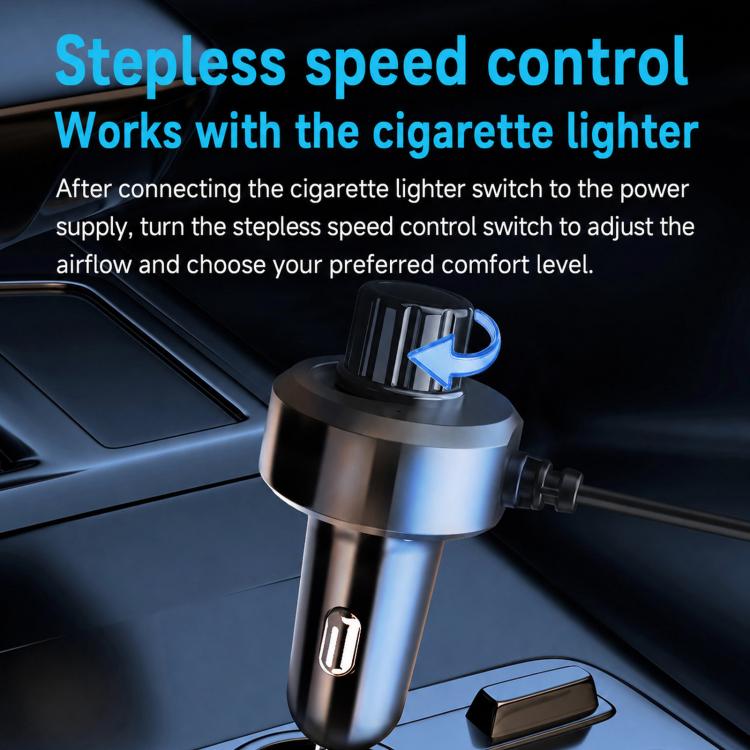 F1303 12V/24V Car Cigarette Lighter Fan Stepless Speed Quiet Cooling Fan With Hanging Hook, F1303