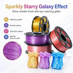 Glitter PETG Filament 1.75mm 1kg Spool Sparkly Starry Galaxy Effect Tough 3D Printing Material