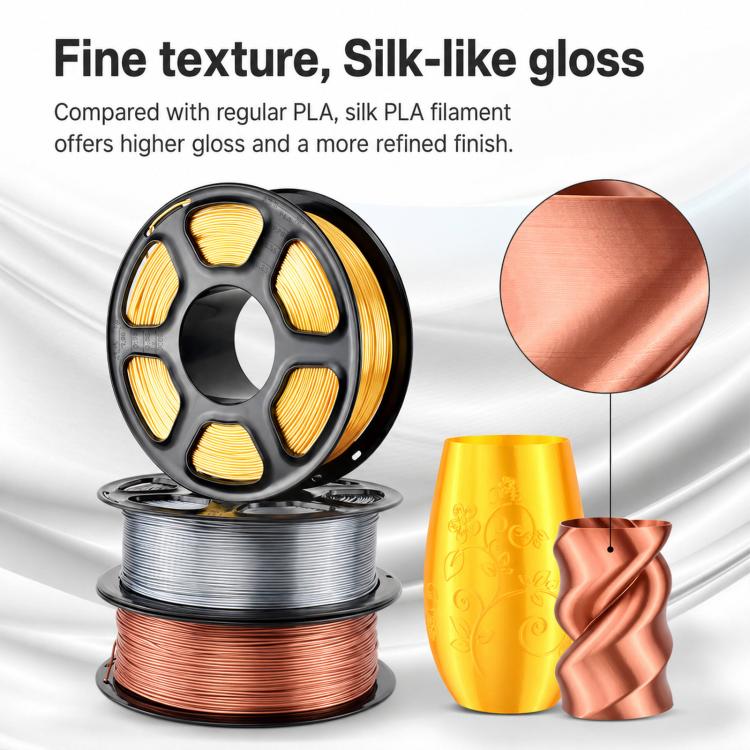 Silk PLA 3D Printer Filament 1.75mm 1kg Spool Shiny Metallic Gloss Finish 3D Printing Material