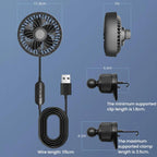 F4201 3-Speed Air Vent Quiet Fan Universal USB Mini Car Fan, F4201