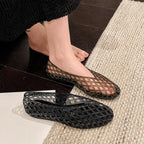 Transparent Jelly Crystal Toe-Cap Flat Hollow Sandals Breathable comfortable Shoes, 36, 37, 38, 39, 40