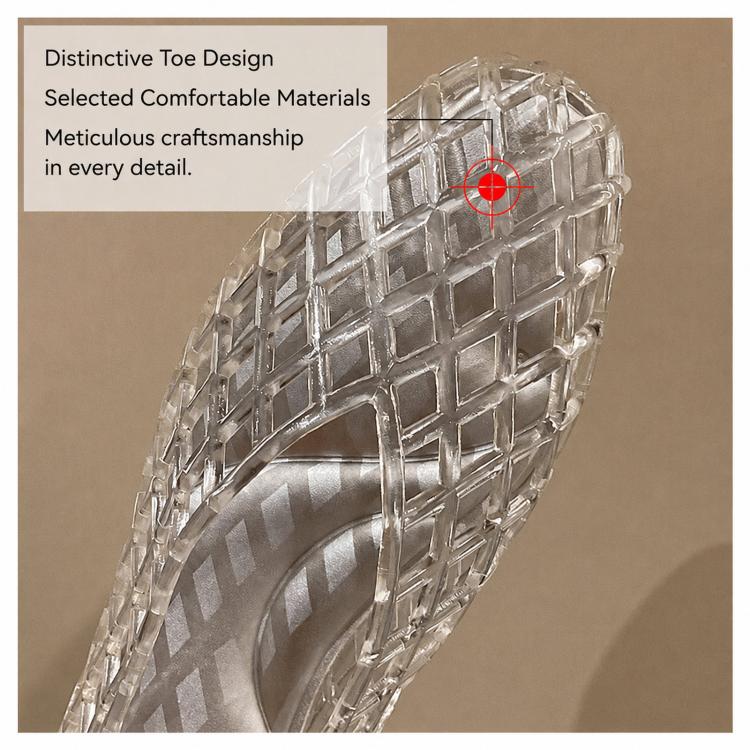 Transparent Jelly Crystal Toe-Cap Flat Hollow Sandals Breathable comfortable Shoes, 36, 37, 38, 39, 40