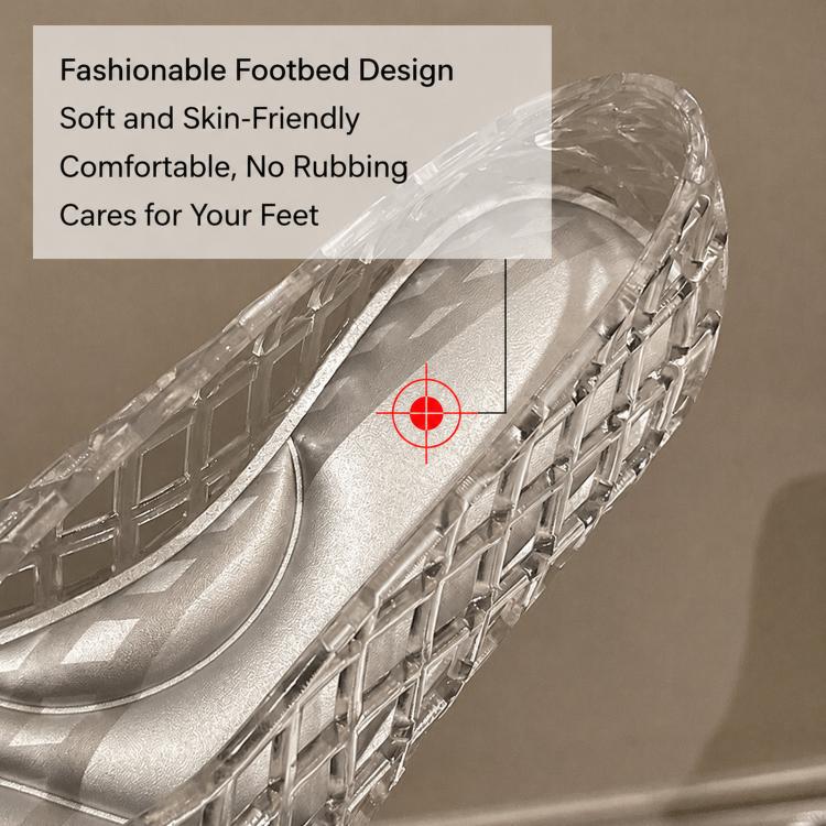 Transparent Jelly Crystal Toe-Cap Flat Hollow Sandals Breathable comfortable Shoes, 36, 37, 38, 39, 40