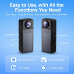 Wearable Body Camera with Magnetic Lanyard Rotatable Lens WiFi Mini Vlog Action Cam EIS Video Recorder, 1080P, 4K