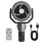 F8105 Oscillating Outdoor Fan With LED Light Remote Control Rechargeable Portable Fan, F8105