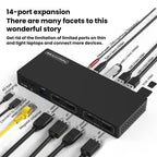 Blueendless Dual HDMI/DP Gigabit Expansion Dock With USB 3.2 Split Cable For Triple Display Expansion, 14 in 1