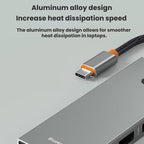 Blueendless Type-C Docking Station 4K 60Hz Screen Mirroring USB 3.0 Splitter, HDMI2.0+PD+USB3.0 x 3, HDMI 2.0 + PD + Gigabit Ethernet + 2 USB 3.0 ports