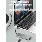 Blueendless Type-C Docking Station 4K 60Hz Screen Mirroring USB 3.0 Splitter, HDMI2.0+PD+USB3.0 x 3, HDMI 2.0 + PD + Gigabit Ethernet + 2 USB 3.0 ports
