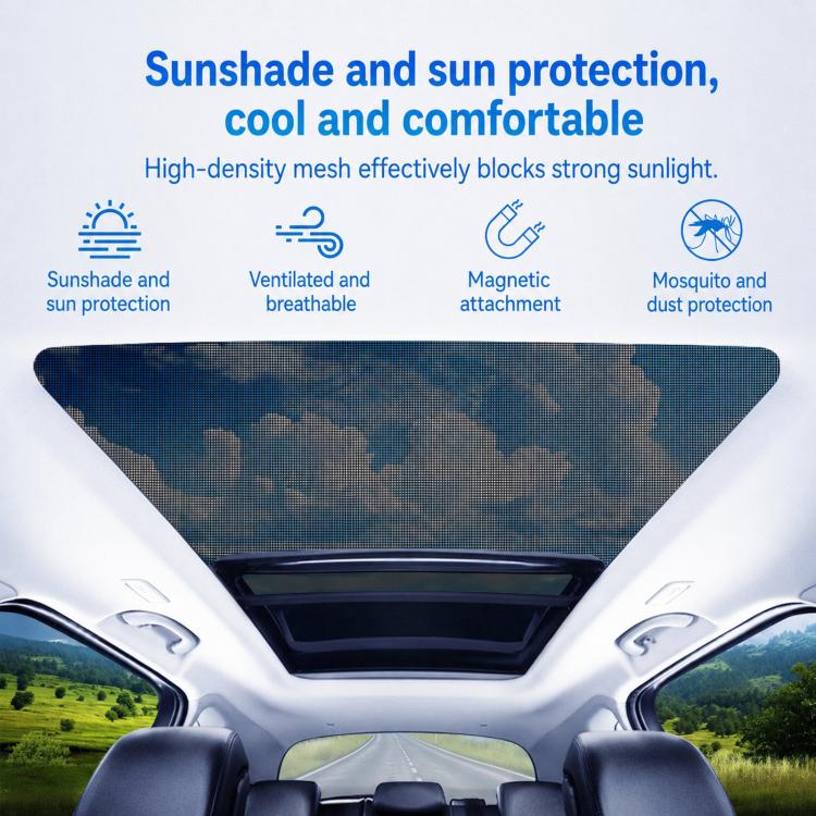 Magnetic Car Sunroof Mesh Shade Heat Insulation Sun & Mosquito Protection Net For Roof, S, M, L
