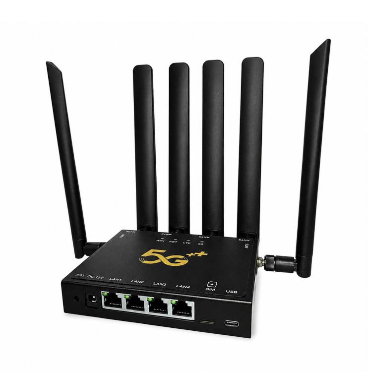 International Version 5G CPE Industrial Router Dual Mode SA / NSA Gigabit Cellular Gateway With 6 Antennas, EU Plug, CP905