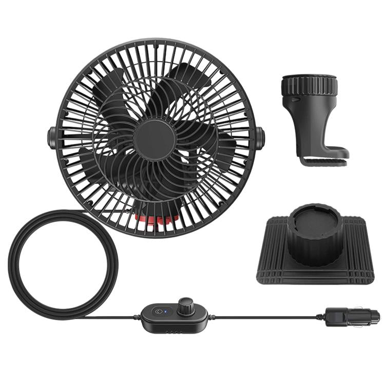 Brushed Motor Car Fan 5-Blade High Wind Silent Vehicle Fan, Non-reversible, Reversible