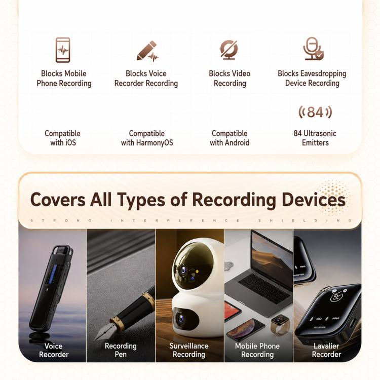 Covert Tissue Box Audio Protection Device, 360 Degrees Ultrasonic Voice Recorder Blocker, US Plug, BS-99Pro Max 84 Sine Wave, BS-99Pro 56 Sine Wave