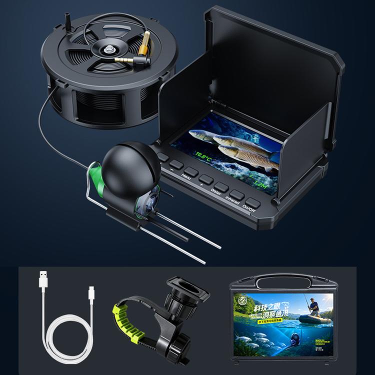4.3 inch Fully Waterproof Screen + Fish Finder With Temperature & Depth Sensors HD Visual Underwater Fishing Probe, 15m, 20m, 30m