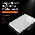 50 Sheets 300gsm A3 High Glossy Inkjet Photo Paper Heavyweight Single-Sided Quick Dry Cast Coated Paper
