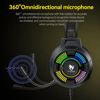 T-WOLF H140 Gaming Headset with Microphone 7.1 Surround Sound Wired PC Gaming Headphones With RGB Light, H140
