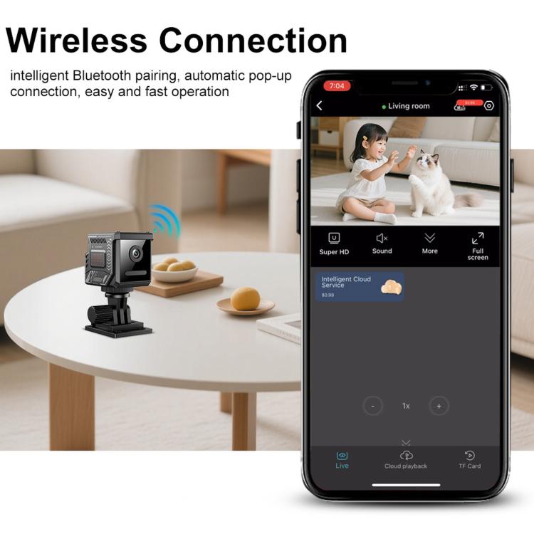 Remote Monitoring 2MP WiFi HD Night Vision Wireless Multi-Functional Camera, W07 White, W07 Black
