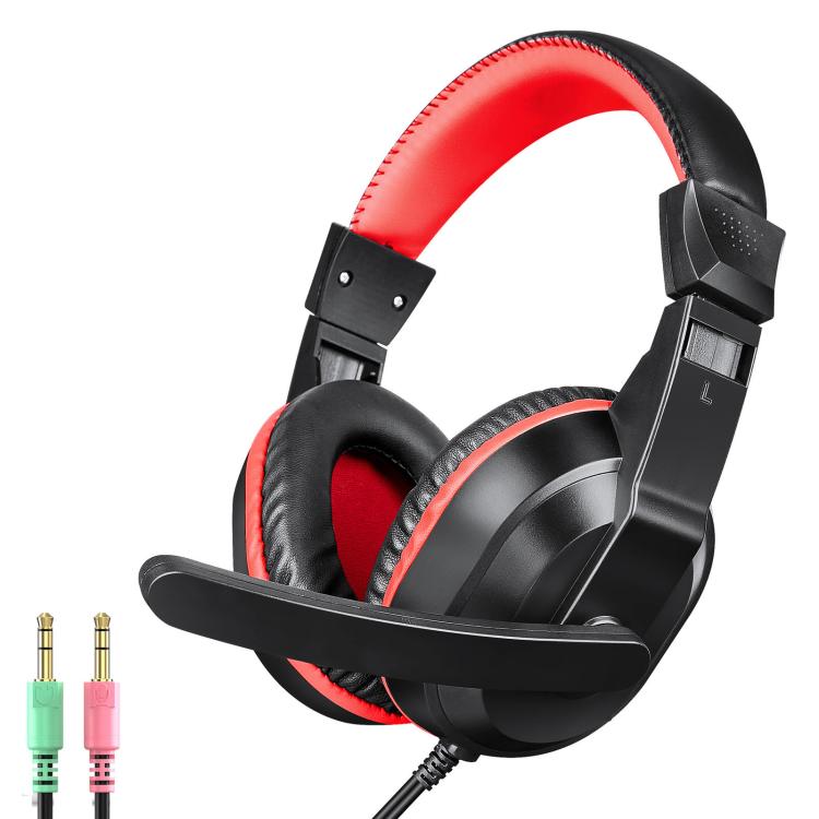T-WOLF H150 Dual 3.5mm Plugs Gaming Headset with Microphone Over-Ear Stereo Wired PC Headphones with 40mm Speaker Drivers, H150