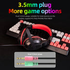 T-WOLF H150 Dual 3.5mm Plugs Gaming Headset with Microphone Over-Ear Stereo Wired PC Headphones with 40mm Speaker Drivers, H150