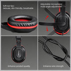 T-WOLF H150 Dual 3.5mm Plugs Gaming Headset with Microphone Over-Ear Stereo Wired PC Headphones with 40mm Speaker Drivers, H150