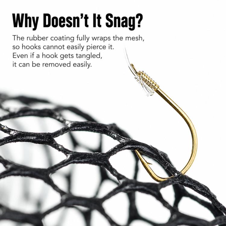 LINNHUE Foldable Rubber Coated Fishing Landing Net Head Anti-Snag Aluminum Alloy Frame Fly Fishing Mesh, 35cm, 40cm, 45cm