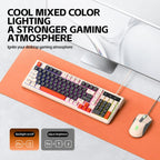 T-WOLF TF330 Wired Keyboard And Mouse Combo 3-Color Block Retro Gaming Keyboard With 98-Key Compact Layout, RGB Backlit