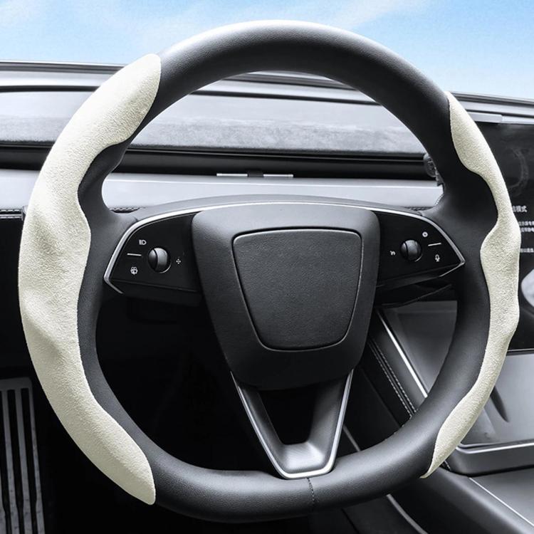 For Tesla Model Series Ultra-Thin Sweat-Wicking Steering Wheel Cover, NAPPA White, NAPPA Black, NAPPA Grey, Suede White, Suede Black, Suede Grey