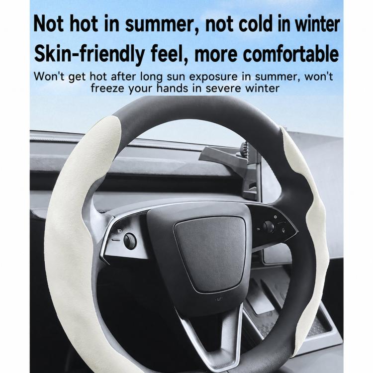 For Tesla Model Series Ultra-Thin Sweat-Wicking Steering Wheel Cover, NAPPA White, NAPPA Black, NAPPA Grey, Suede White, Suede Black, Suede Grey