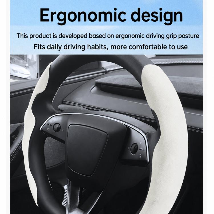 For Tesla Model Series Ultra-Thin Sweat-Wicking Steering Wheel Cover, NAPPA White, NAPPA Black, NAPPA Grey, Suede White, Suede Black, Suede Grey