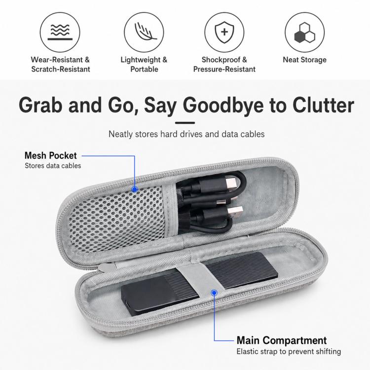 Baona BN-F033 Hard EVA Carrying Case M.2 NVMe SATA SSD Portable Travel Storage Protective Pouch Bag