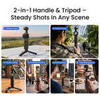 aMagisn One-Touch Open Mini Tripod 2-in-1 Pocket Handheld Grip with 1/4-inch Screw For Most Action Cameras