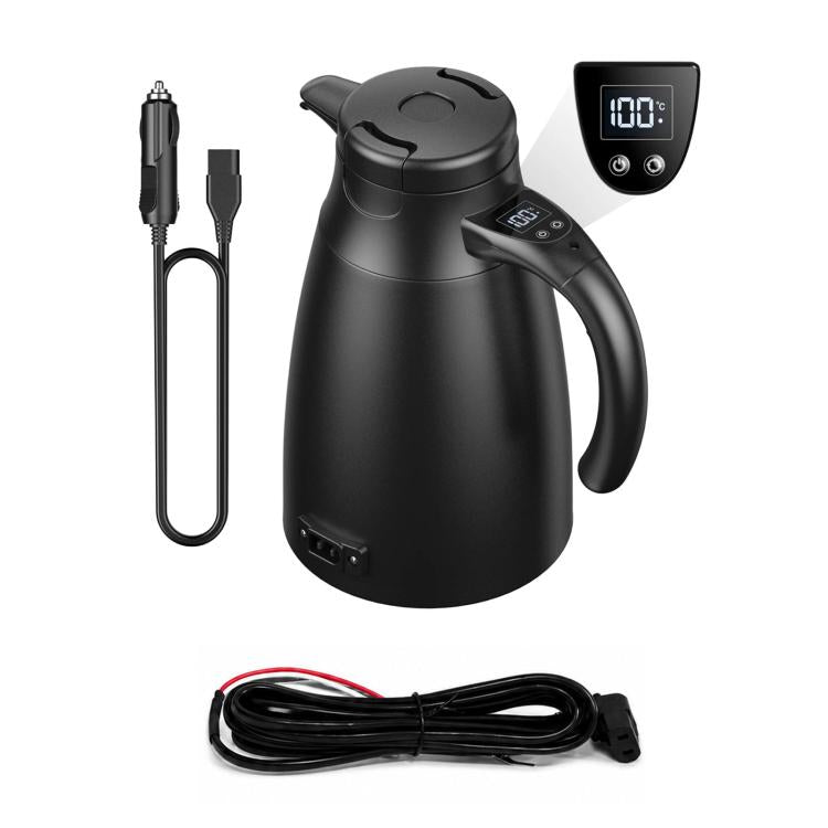 LY1200 12V/24V Universal Digital Display Car Kettle 1.2L Stainless Steel Electric Water Kettle, Kettle + Base, Kettle + 4m Cable, Kettle + Base + 4m Cable, Kettle