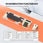 T-WOLF TF300 Rechargeable Wireless Keyboard and Mouse Combo 2.4G/Bluetooth Dual Mode 98-Key Compact Keyboard with Mixed-Color Backlit