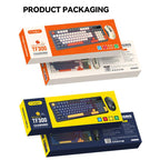 T-WOLF TF300 Rechargeable Wireless Keyboard and Mouse Combo 2.4G/Bluetooth Dual Mode 98-Key Compact Keyboard with Mixed-Color Backlit