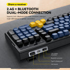 T-WOLF TF300 Rechargeable Wireless Keyboard and Mouse Combo 2.4G/Bluetooth Dual Mode 98-Key Compact Keyboard with Mixed-Color Backlit