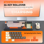 T-WOLF TF300 Rechargeable Wireless Keyboard and Mouse Combo 2.4G/Bluetooth Dual Mode 98-Key Compact Keyboard with Mixed-Color Backlit