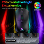 T-WOLF X5 Tri-Mode Wireless Gaming Mouse 12800 DPI Adjustable Rechargeable Gamer Mouse With RGB Backlit