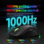 T-WOLF X5 Tri-Mode Wireless Gaming Mouse 12800 DPI Adjustable Rechargeable Gamer Mouse With RGB Backlit