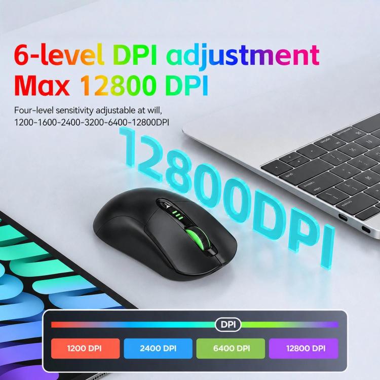 T-WOLF X5 Tri-Mode Wireless Gaming Mouse 12800 DPI Adjustable Rechargeable Gamer Mouse With RGB Backlit