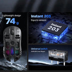 T-WOLF X3 Tri-Mode Wireless Gaming Mouse Ultra-Lightweight Hollow-Out Honeycomb Shell 8000 DPI