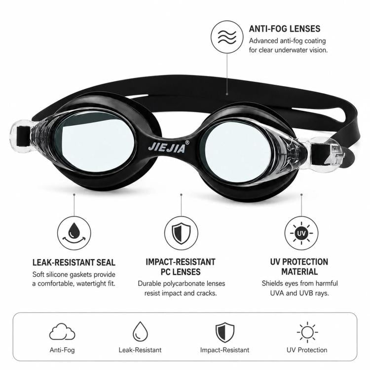 JIEJIA High-Definition Waterproof and Anti-Fog Silicone Swimming Goggles