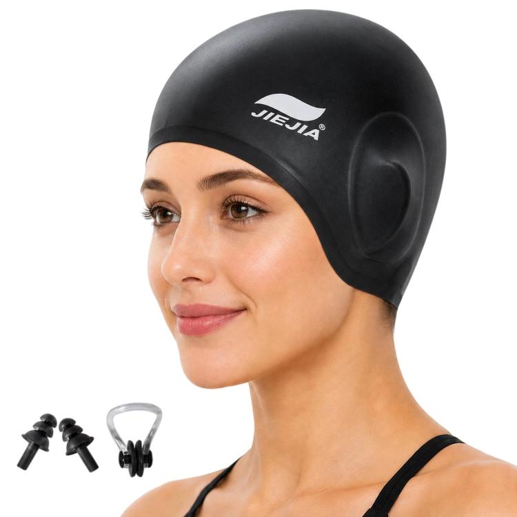 JIEJIA Swimming Silicone Ear-Protecting Swimming Cap With Earplugs And Nose Clip
