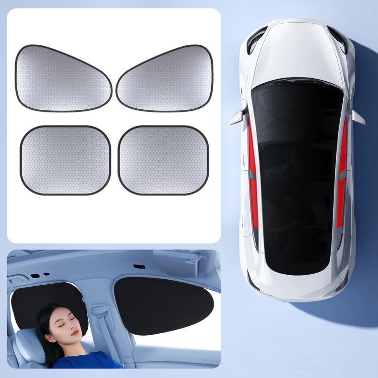 Graphene Car Window Sunshades Electrostatic Adsorption Heat Insulation Car Curtains For UV Protection, Driver, Passenger Seat, 1 Pair Front Window, 1 Pair Rear Window, 4pcs / set, 5pcs / set
