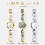 BS Bee Sister FA1873 Women Round Bracelet Watch Vintage Mother of Pearl Style Analog Quartz Dress Wristwatch