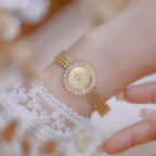 BS Bee Sister FA1833 Women Jewelry Bracelet Watch Vintage Floral Rhinestone Bezel Analog Wristwatch with Woven Mesh Band