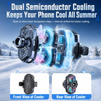 Car Phone Cooler Mount with Suction Cup & Telescopic Arm Semiconductor Cooling Holder with RGB, H5-C12